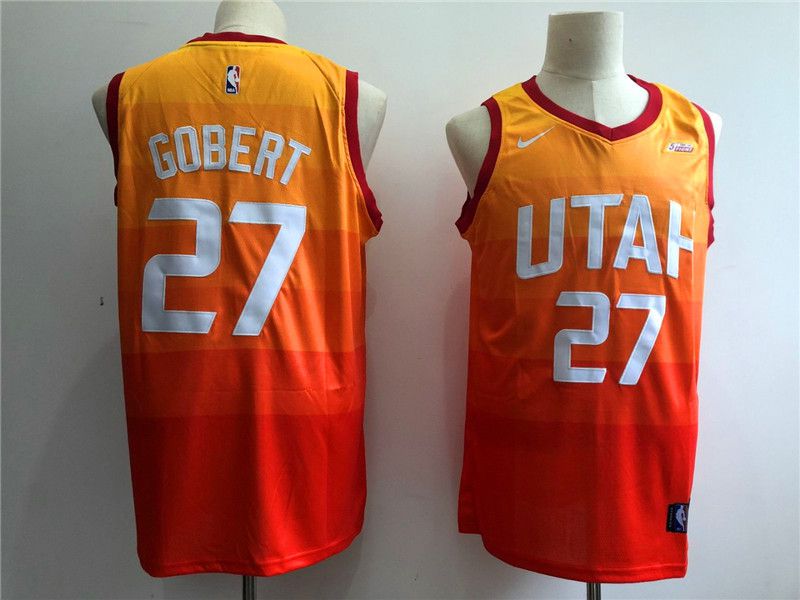 Men Utah Jazz 27 Gobert Orange City Edition Game Nike NBA Jerseys